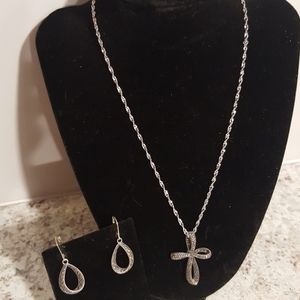 Cross Necklace and Earring Set